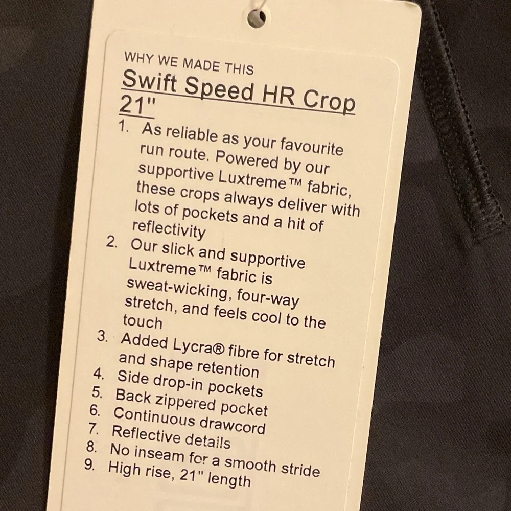 New with tags Lululemon Swift Speed HR Crop 21" leggings size 8 - Picture 9 of 16